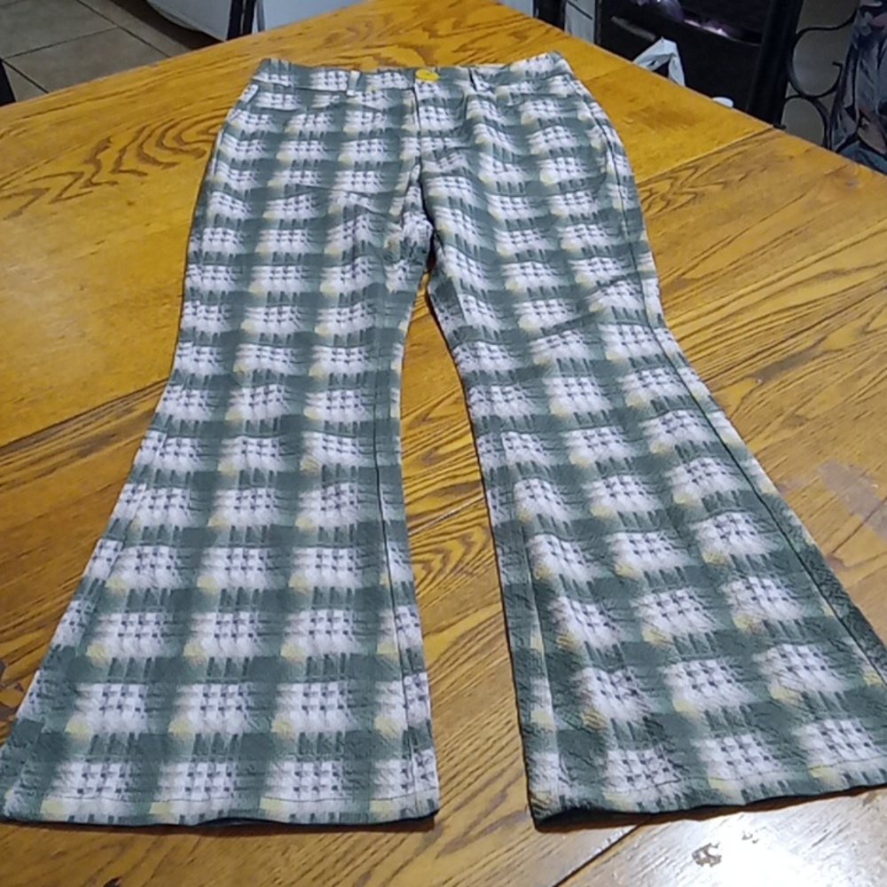 CIDER Womens GREEN FLARE FLARED Pants XS Extra Small New Summer Spring Casual
